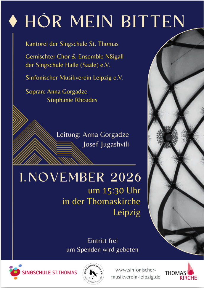 Plakat: Konzert des Sinfonischen Musikverein Leipzig e.V. und der Kantorei der Thomaskirche, 01.11.2026